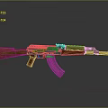 Classic Assault Rifle With Wooden Stock Metal Barrel And Magazine On Dark Background