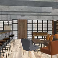 Modern Cafe Interior Design With Green Plant Wall Wooden Tables And Cozy Seating Area
