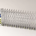 Metal Retractable Gate With Telescopic Bars And Control Panel 3d model