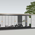 Modern Outdoor Pergola With Stone Walls Glass Panels And Seating Area