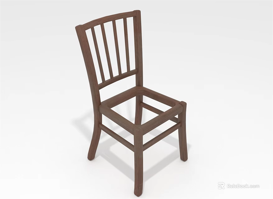 Wooden Leisure Chair Featuring Simple Straight Back Slats and Sturdy Modern Minimalist Frame 3d model 