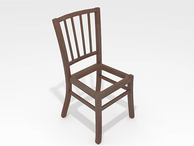 Wooden Leisure Chair Featuring Simple Straight Back Slats and Sturdy Modern Minimalist Frame 3d model