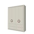 Modern White Wardrobe With Round Handle Design And Drawer Storage For Bedroom 3d model