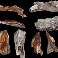 Natural Stone And Wood Pieces With Varied Textures And Natural Patterns