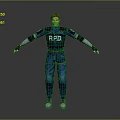 Game Movie Character In Blue Uniform With RPD Logo Arms Outstretched 3D Model Design