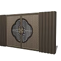 Traditional Entrance Gate With Circular Pattern Grid Texture And Symmetrical Dark Frame Design 3d model