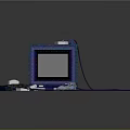 Pixel Art Retro Gaming Console Setup With Screen Controller And Cables