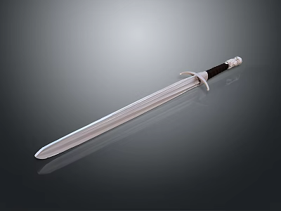 Medieval Style Sword With Polished Metal Blade Black Handle And Shiny Surface 3d model