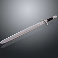 Medieval Style Sword With Polished Metal Blade Black Handle And Shiny Surface