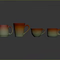 Colorful Gradient Mugs With Red Orange Green Hues In Various Sizes Arranged In A Row
