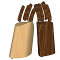 Practical Kitchen Knives Set With Light And Dark Wooden Knife Blocks