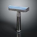 Vintage Manual Razor With Metal Handle And Blue Blade Head Classic Design For Shaving