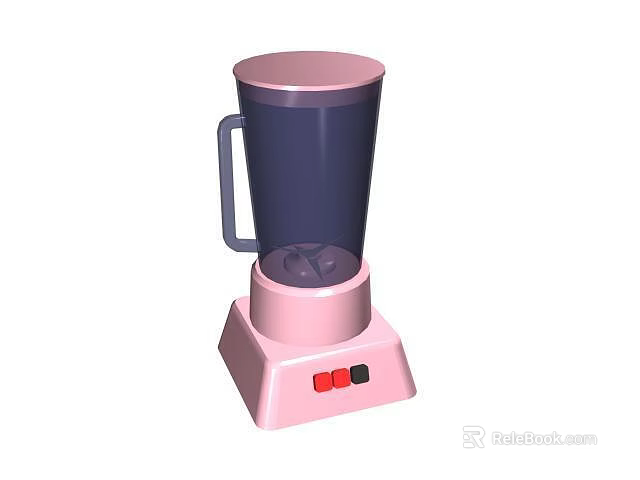 Electric Pink Household Blender With Transparent Cup Handle And Control Buttons 3d model 