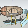 Fun Airship Shaped Kids Bed with Ladder and Slide for Children