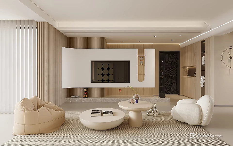 Modern Living Room Interior With Cozy Seating And Minimalist Style 3d model 