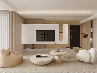 Modern Living Room Interior With Cozy Seating And Minimalist Style 3d model