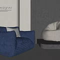 Lazy Sofa Single Sofa Casual Sofa Living Room Sofa Floor Lamp Side 3d model