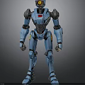 Blue Mechanical Robot Character With Red Chest Accent And Metallic Limbs Structure