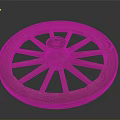 Traditional Wooden Cart Wheel With Spokes And Central Metal Hub