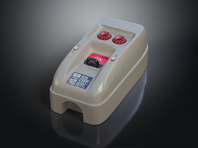 Beige Switch Panel With Two Red Buttons And Label On The Bottom 3d model