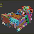 Colorful Lego Building Blocks Toy With Red Blue Gray Mechanical Design