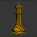Yellow Chess King Piece With Intricate Crown And Base Design