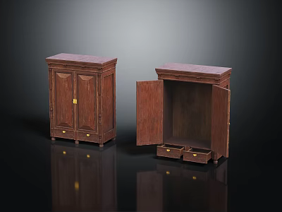 Wooden Entryway And Side Cabinet With Drawers And Storage Space 3d model