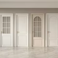 Modern Interior With Various White Hinged Doors Featuring Glass Panels And Golden Handles