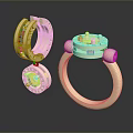 Elegant Gold Jewelry Ring With Blue Gemstone And Shiny Setting Design 3d model