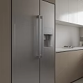 Modern Kitchen With Stainless Steel Refrigerator Countertop Appliances And Light Colored Cabinets