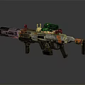 Futuristic Tactical Assault Rifle With Scope Attachment And Orange Black White Design