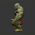 Muscular Green Skinned Game Movie Character Wearing Red Shorts With Strong Build