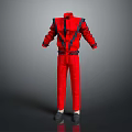 Red Casual Jumpsuit With Black Decorative Straps And Waist Belt Design