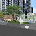 Modern Garden Landscape Design With Walkways Green Plants And Water Feature In Front Of Building