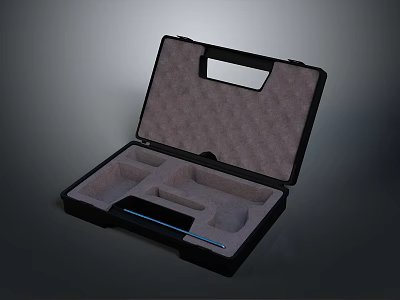 Black Open Tool Case With Foam Compartments And Blue Equipment Storage 3d model