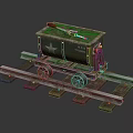Vintage Military Railway Cart With Star Symbol Rifle On Metal Tracks