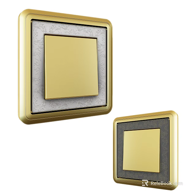 Elegant Golden Switch Panel With Decorative Frame For Modern Home Interior 3d model 