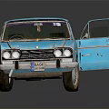 Vintage Blue Car Model With Open Doors And Retro Design Features 3d model