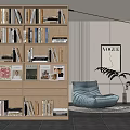 Reading Room Lazy Sofa Bookcase 3d model