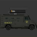 SWAT Armored Vehicle With Media Equipment On Roof Green Exterior And Badge
