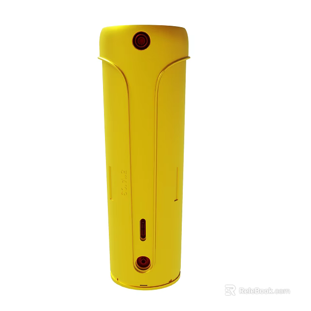 Yellow Compact Handheld Device with Charging Port and Functional Buttons 3d model