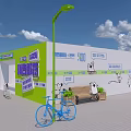Green Storefront Exterior with Cartoon Characters for Guazi Used Car Taoche Festival Promotion
