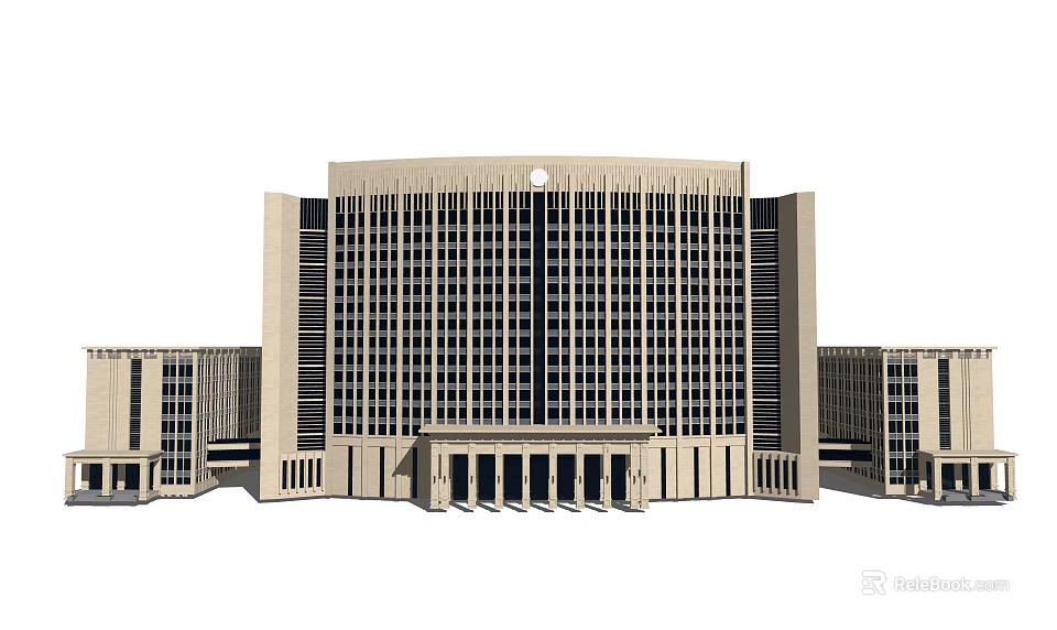 Grand Office Building With Classical Architecture Symmetrical Design And Large Windows 3d model 