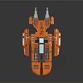 Orange Sci Fi Spaceship 3D Render With Detailed Structure And Parts 3d model