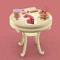 Delicious Assorted Cakes With Strawberry Toppings And Cream Decorations On White Round Table
