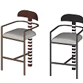 Various Modern Bar Stools Featuring Striped Legs And Upholstered Seats 3d model