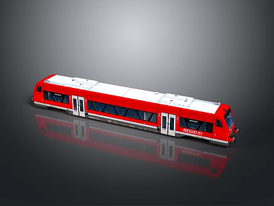 Red And White Modern Swiss Train With SBB CFF FFS Logo And Large Windows 3d model