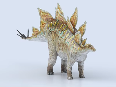 Realistic Stegosaurus Dinosaur Model With Spiked Back Golden Iridescent Plates And Detailed Texture 3d model