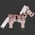 Pixel Art Horse Character With Pink Spotted Body And Red Saddle