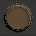 Brown Wooden Barrel With Shiny Metal Hoops And Textured Surface
